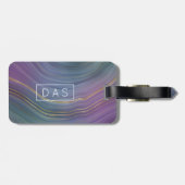 Cool Strata | Monogram blauw Paars Goud Agate Bagagelabel (Achterkant horizontaal)