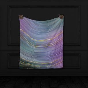 Cool Strata   Prachtige blauwe Paarse en goudhoude Fleece Deken