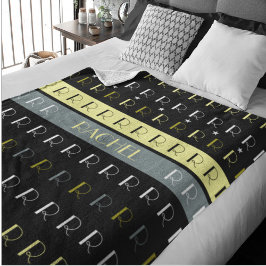 Cool Striped Replicated Monogram op zwart Fleece Deken