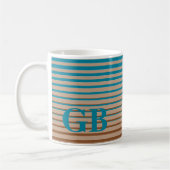 Cool Stripes Brown & Blue Monogramed Koffiemok (Links)