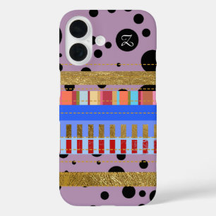 Cool Stripes en Stippen & initiaal iPhone 16 Hoesje