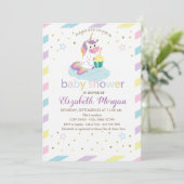 Cool Stripes Stars Unicorn Baby shower Invitation (Debout devant)