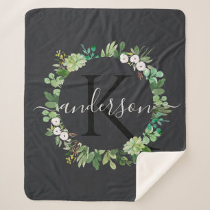 COOL SUCCULENT WREATH FOLIAGE WATERVERF MONOGRAM SHERPA DEKEN