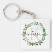 COOL SUCCULENT WREATH FOLIAGE WATERVERF MONOGRAM SLEUTELHANGER (voorkant)