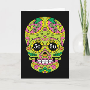 Cool Sugar Skull met  leeftijd Birthday Kaart