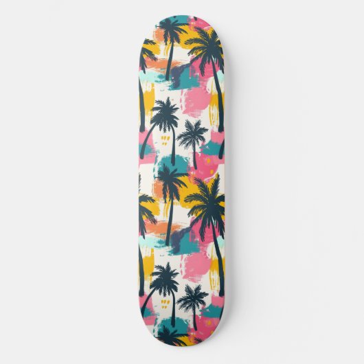 Cool Summer Beach Palm Ontworpen Skateboard (Voorkant)