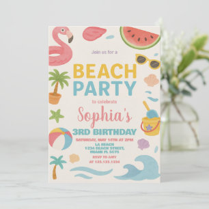 Cool Summer Beach Verjaardag Uitnodiging & Decor