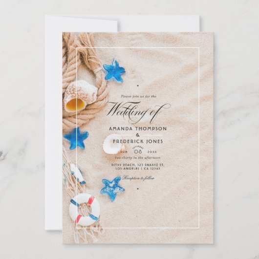 Cool Summer Beach Wedding Invitation (Devant)