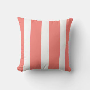 Cool Summer Coral Cabana Stripe Buitenkussen
