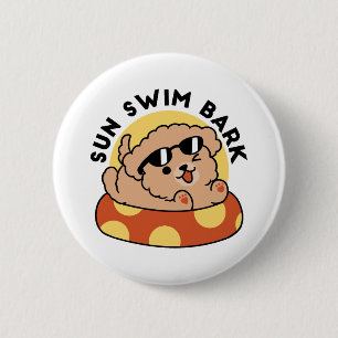 Cool Summer Dog Floating - Schattigee Puppy Pool P Ronde Button 5,7 Cm
