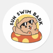 Cool Summer Dog Floating - Schattigee Puppy Pool P Ronde Sticker (Voorkant)
