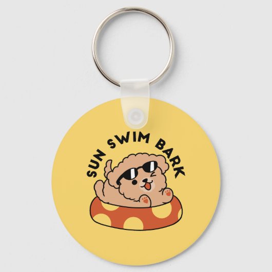 Cool Summer Dog Floating - Schattigee Puppy Pool P Sleutelhanger (Voorkant)