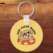 Cool Summer Dog Floating - Schattigee Puppy Pool P Sleutelhanger (Achterkant)