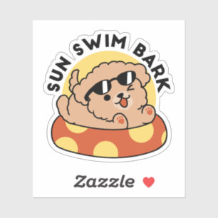 Cool Summer Dog Floating - Schattigee Puppy Pool P Sticker