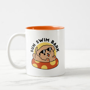 Cool Summer Dog Floating - Schattigee Puppy Pool P Tweekleurige Koffiemok