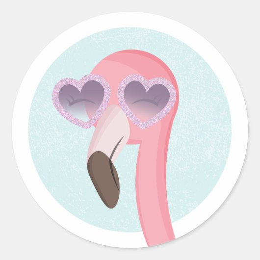 Cool Summer Flamingo Wearing Glasses Envelope Seal Ronde Sticker (Voorkant)
