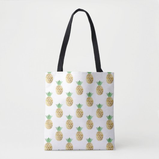 Cool Summer Gold Foil Pineapple Pattern Draagtas (Voorkant)