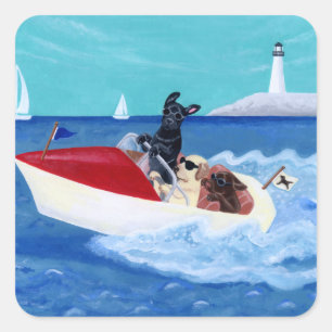Cool Summer Labradors Painting Vierkante Sticker