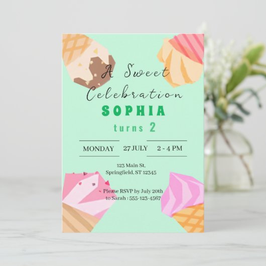 Cool Summer Popsicle Anniversaire Invitation (Debout devant)