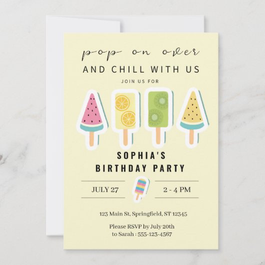 Cool Summer Popsicle Anniversaire Invitation (Devant)