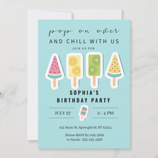 Cool Summer Popsicle Anniversaire Invitation (Devant)