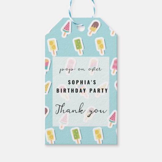 Cool Summer Popsicle Verjaardag Cadeaulabel (Voorkant)