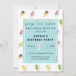 Cool Summer Popsicle verjaardagsuitnodiging Kaart
