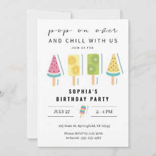 Cool Summer Popsicle verjaardagsuitnodiging Kaart