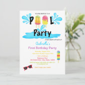 Cool Summer Sun Splash Pool First Birthday Kaart (Staand voorkant)