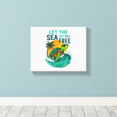 Cool Summer - Zee Turtle Vibes Canvas Afdruk (Insitu (Houten vloer))