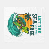 Cool Summer - Zee Turtle Vibes Fleece Deken (Voorkant (Horizontaal))