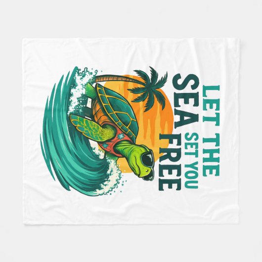 Cool Summer - Zee Turtle Vibes Fleece Deken (Voorkant (Horizontaal))
