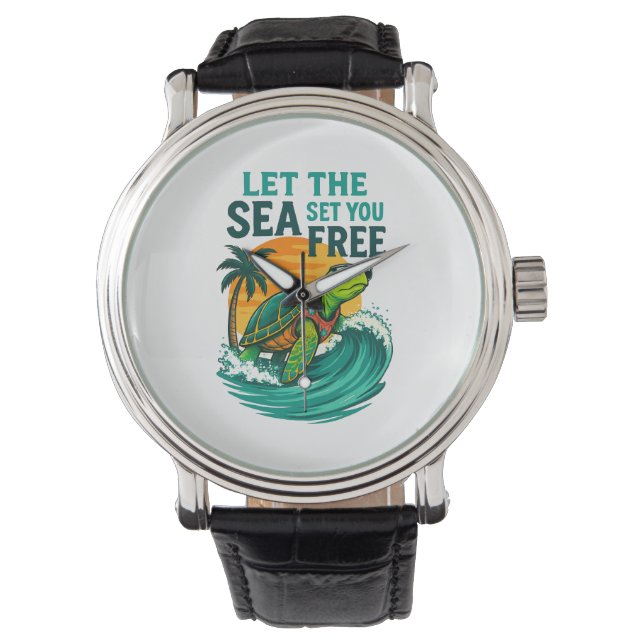 Cool Summer - Zee Turtle Vibes Horloge (Voorkant)
