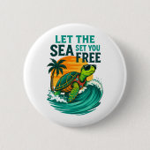 Cool Summer - Zee Turtle Vibes Ronde Button 5,7 Cm (Voorkant)