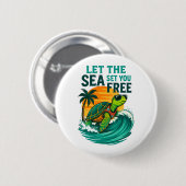 Cool Summer - Zee Turtle Vibes Ronde Button 5,7 Cm (Voorkant /achterkant)