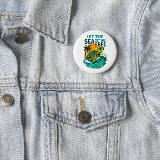 Cool Summer - Zee Turtle Vibes Ronde Button 5,7 Cm (In situ)