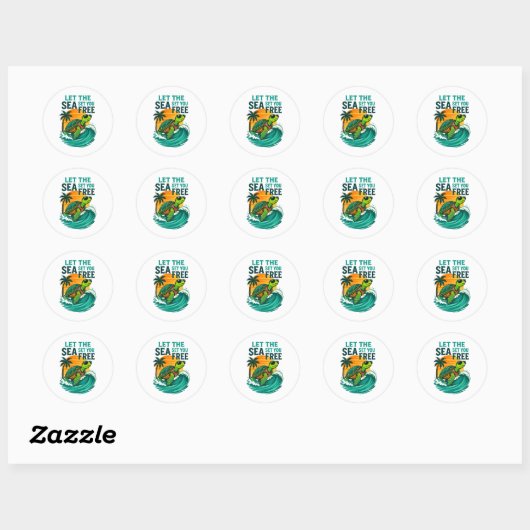 Cool Summer - Zee Turtle Vibes Ronde Sticker (Vel)