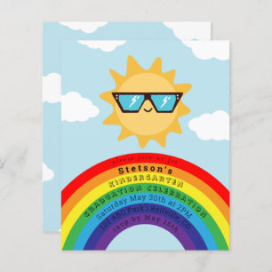 Cool Sun en Rainbow Budget Kinder Afstuderen Invit