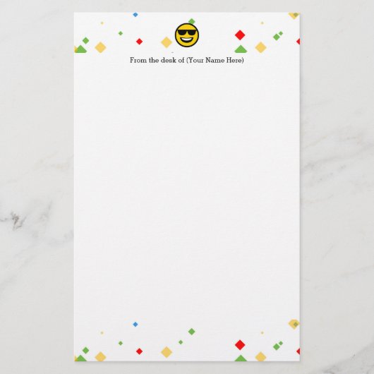 Cool Sunglazen Emoji Briefpapier (Voorkant)