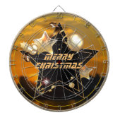 Cool Sunrise Gold Black Metallic Stars Merry Xmas Dartbord (Voorkant)