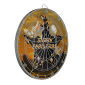 Cool Sunrise Gold Black Metallic Stars Merry Xmas Dartbord (Voorkant Links)