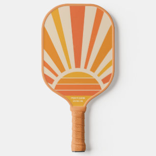 Cool Sunrise Retro Rays Aangepaste tekstnaam Telef Pickleball Paddle