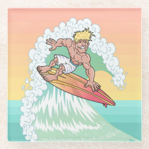 Cool Sunset Surfer Glazen Onderzetter