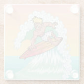 Cool Sunset Surfer Glazen Onderzetter (Achterkant)