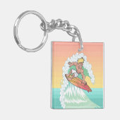 Cool Sunset Surfer Sleutelhanger (Voorkant Links)