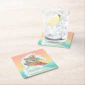 Cool Sunset Surfer Vierkante Kartonnen Onderzetter (Insitu)