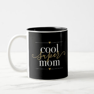 Cool Super Mam Modern Elegant Black en Gold Tweekleurige Koffiemok