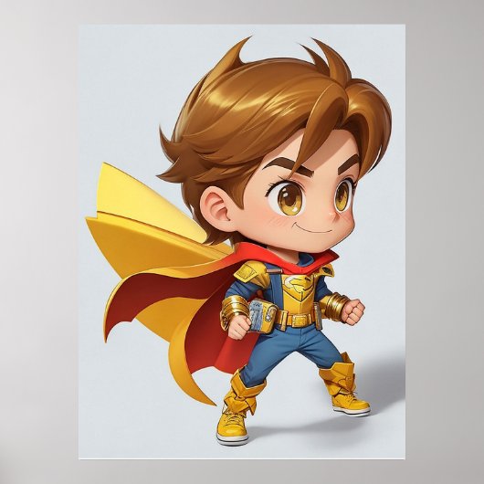 Cool Superhero Comic Boy AI Art Poster (Voorkant)