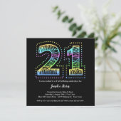Cool sur Black 21st Birthday Party Invitation (Debout devant)