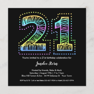 Cool sur Black 21st Birthday Party Invitation